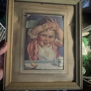Adorable Child Portrait Print in Gold-Toned Frame